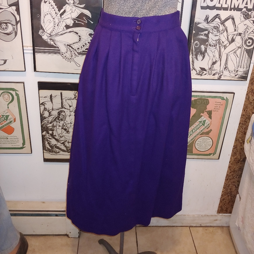 Vintage Warm Wool A Line Midi Skirt - Picture 4 of 5